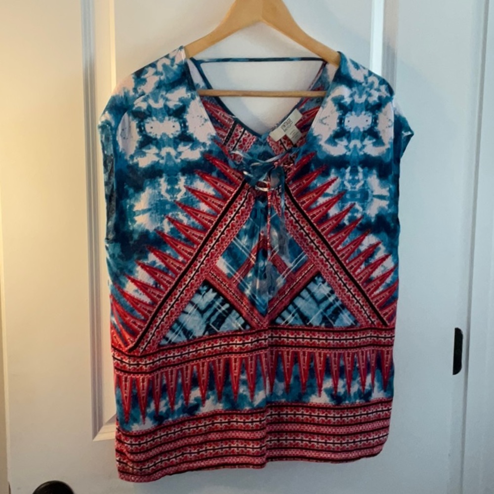 Tie Dye Printed Top with tie up next detail